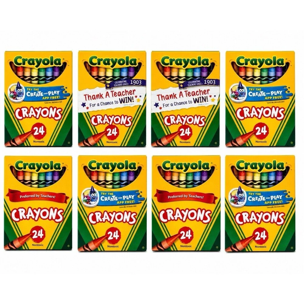 Crayola Classic Crayons 24 Colors Back to School Crayons, 8 Pack Lot New